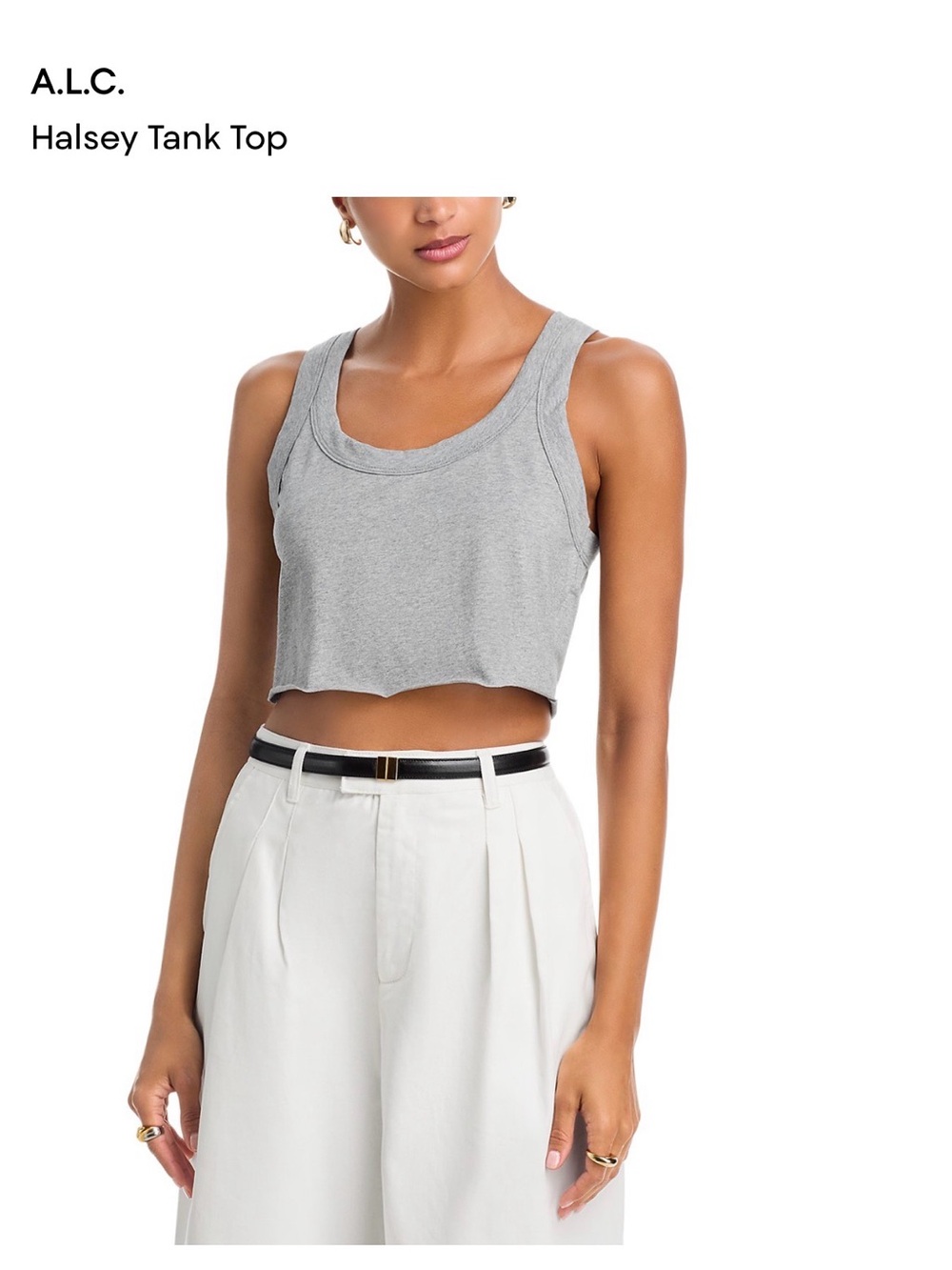 A.L.C. Halsey Crop Tank Top - Light Gray